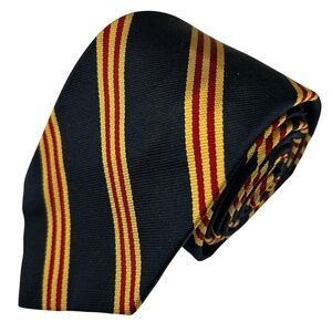 Chipp Men's Narrow Black Red Gold Striped Silk Repp Tie Necktie